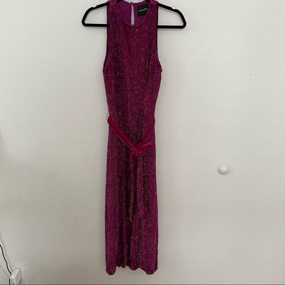 RETROFÊTE Tilly Sequin Tie-Sash Midi Dress - Picture 4 of 13